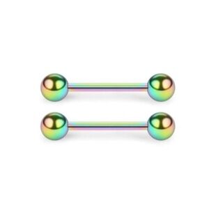 Stainless Steel Holographic Straight Barbell Jewelry with Balls